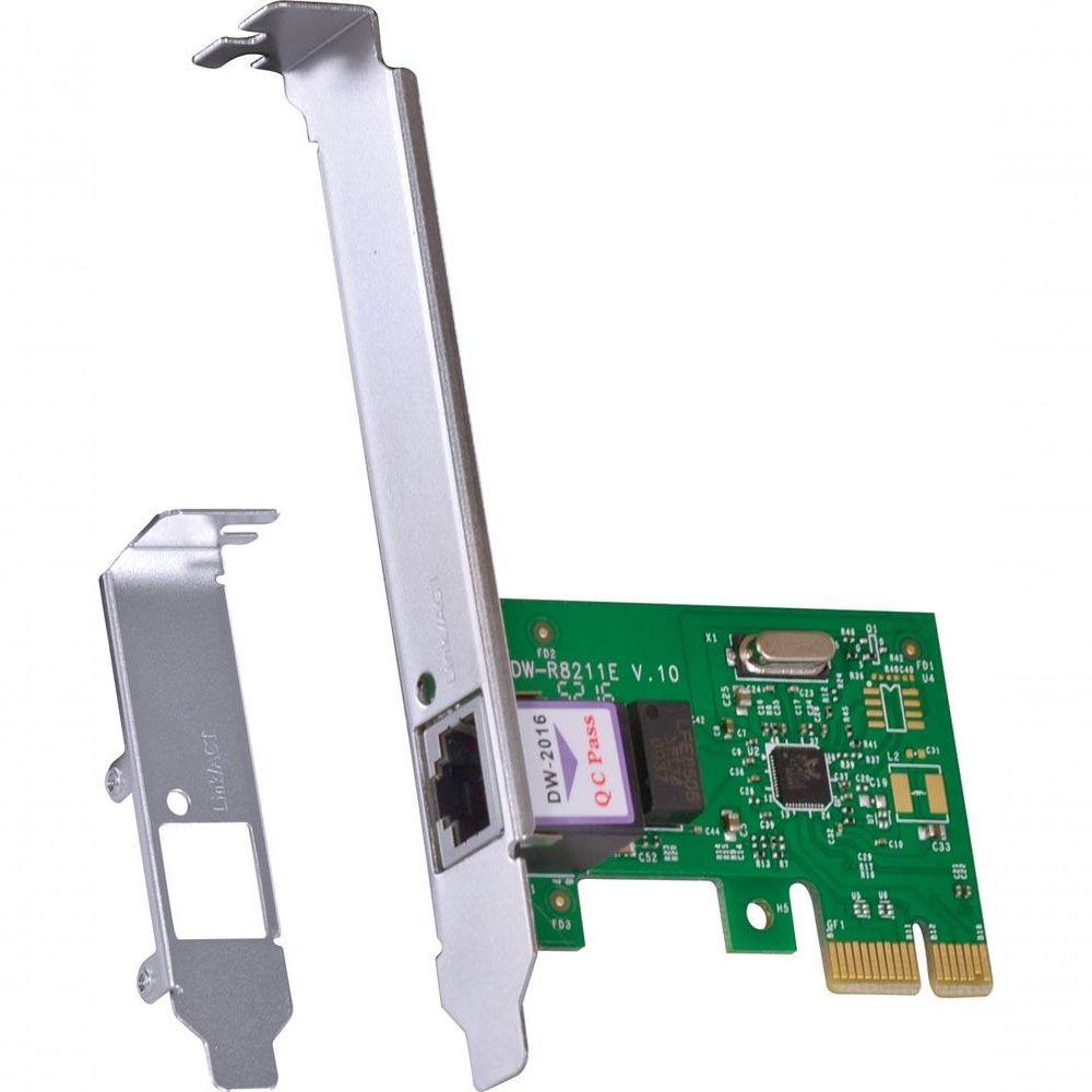 Miniatura Placa De Rede 10-100-1000 Pci-e Prv1000e Com Suporte Low