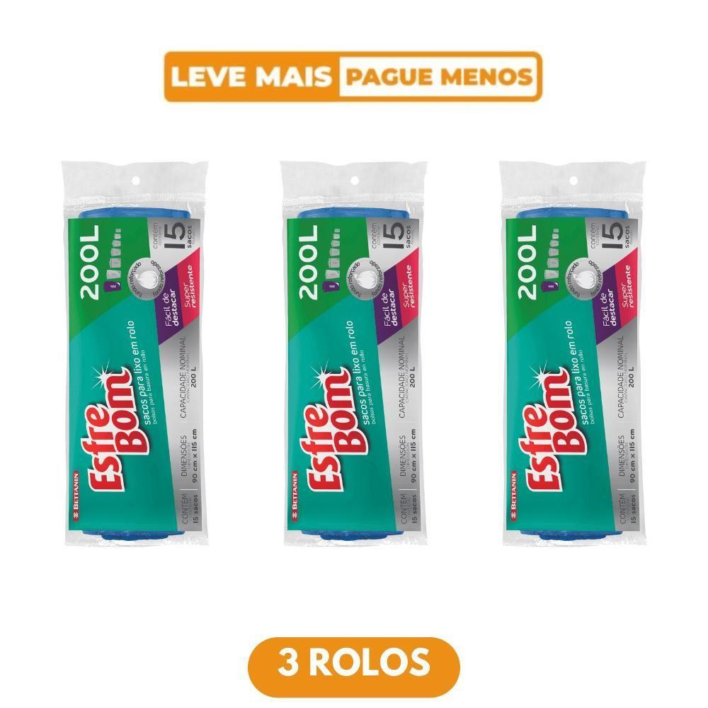 Miniatura Kit 3 Saco De Lixo Fundo Reforçado 200l Esfrebom