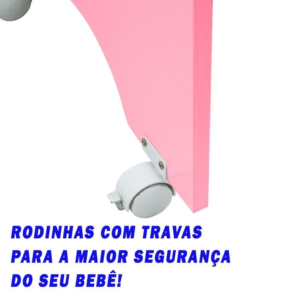 Miniatura Mini Berço Portátil Moisés Varias Cores Com Colchão E Rodinhas Com Trava - Branco/rosa Branco/rosa