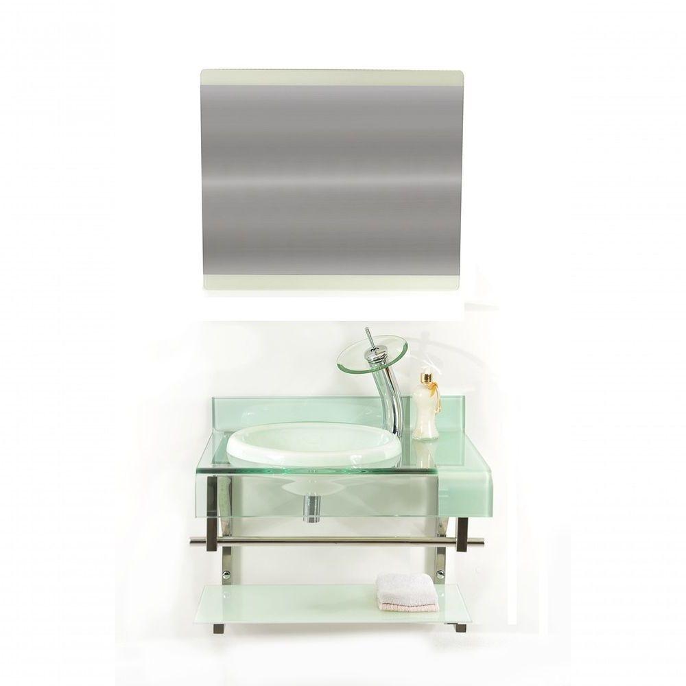 Miniatura Gabinete De Vidro 60cm Curvado Duplo Inox Com Cuba Chapéu - Branco