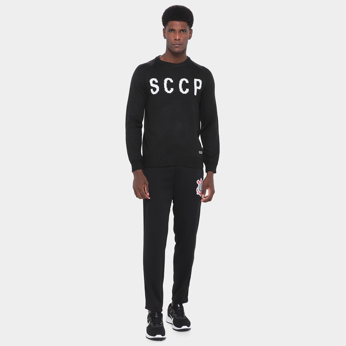 Miniatura Suéter Corinthians Coimbra Masculina Preto - EGG