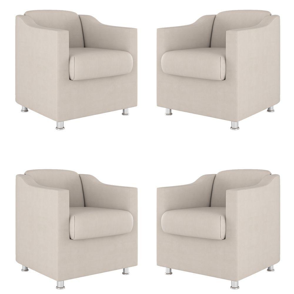 Miniatura Kit 04 Cadeira Poltrona Tilla Recepção Hospital - V8 Decor Cor:bege