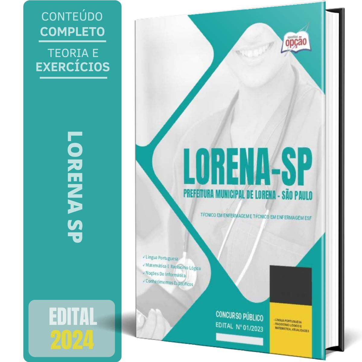 Miniatura Apostila Prefeitura Lorena Sp 2024 Técnico Em Enfermagem E