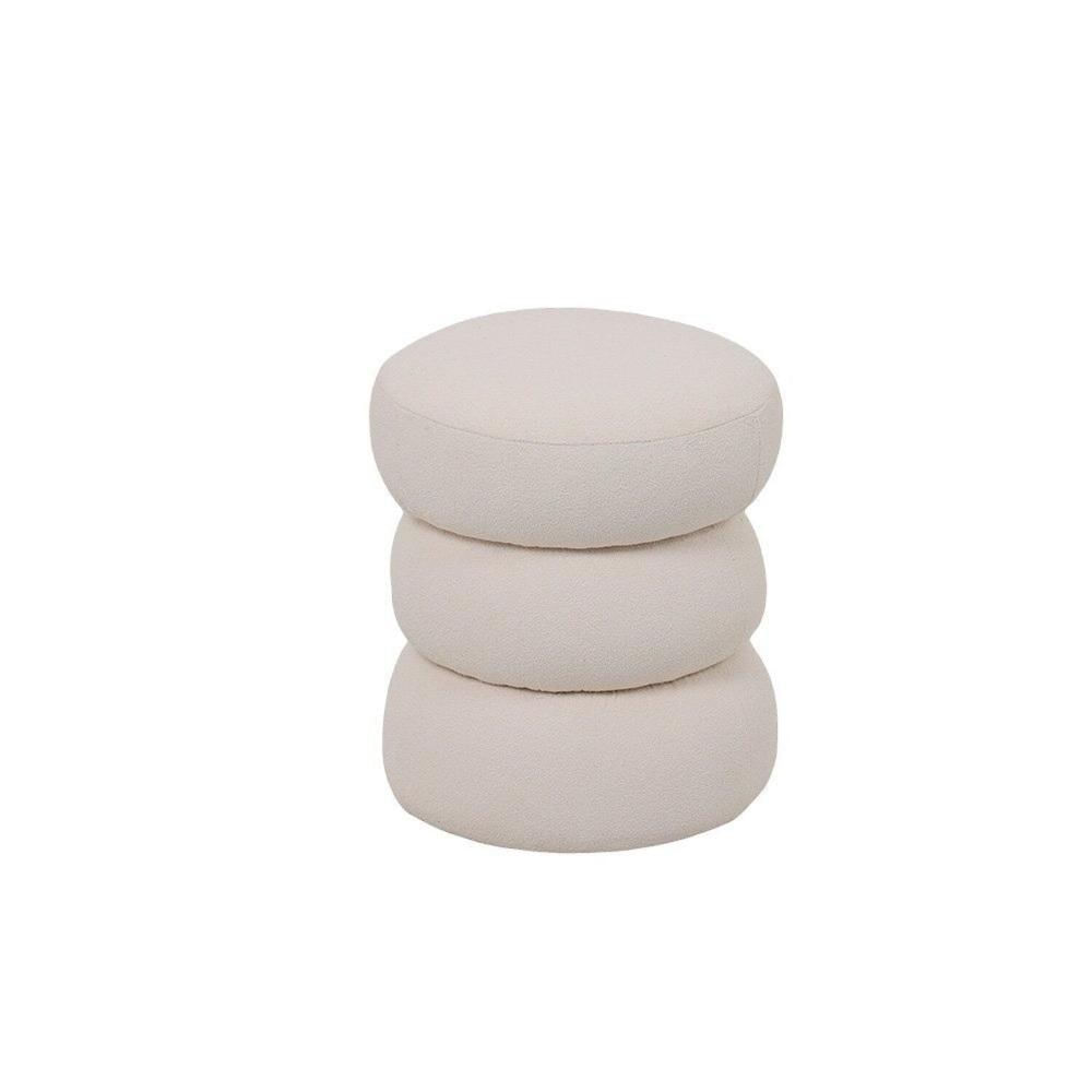 Miniatura Puff para Sala de Estar Bouclê Alma Off White