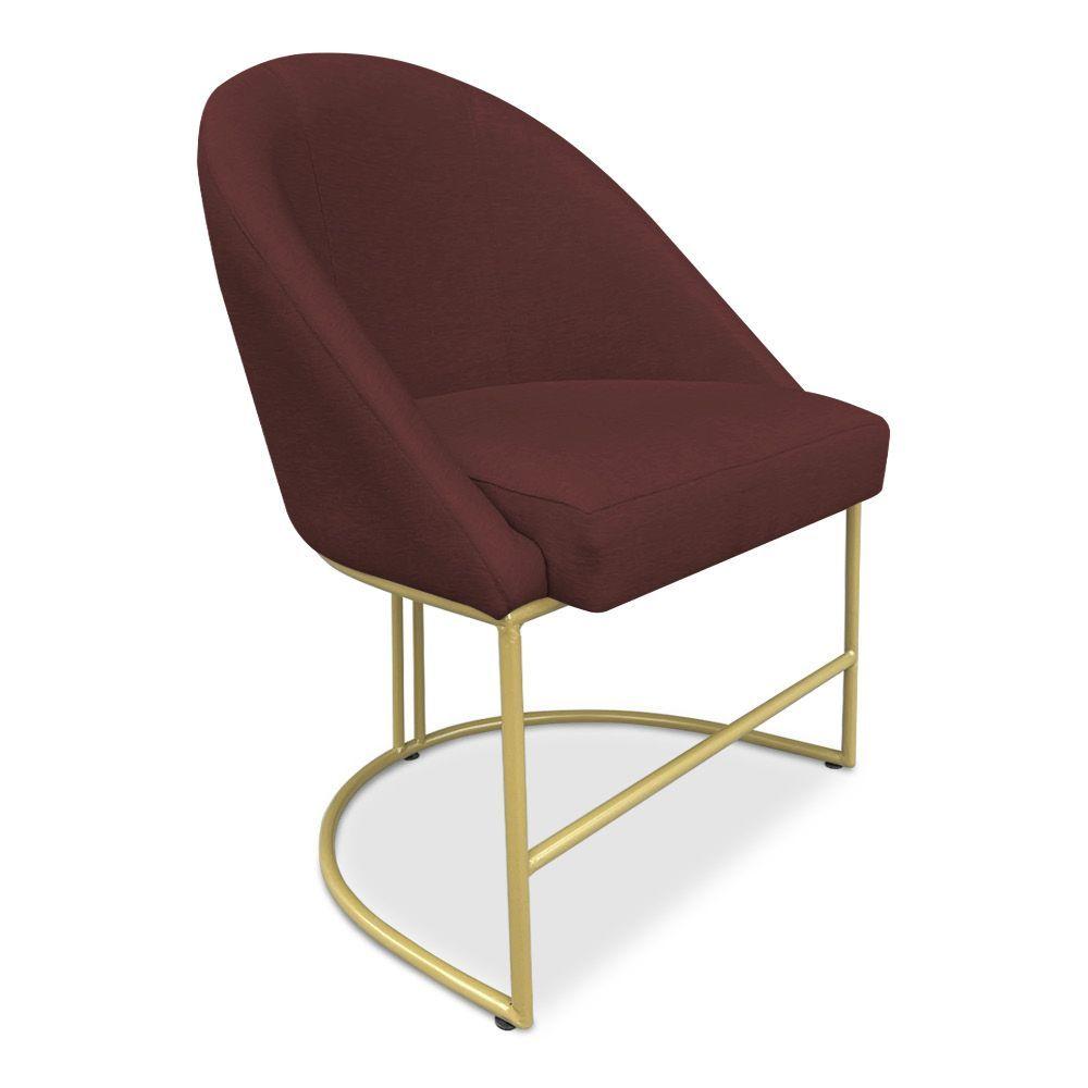 Miniatura Cadeira Poltrona De Jantar Bela Suede Base Metálica Industrial Dourado Pallazio Marsala
