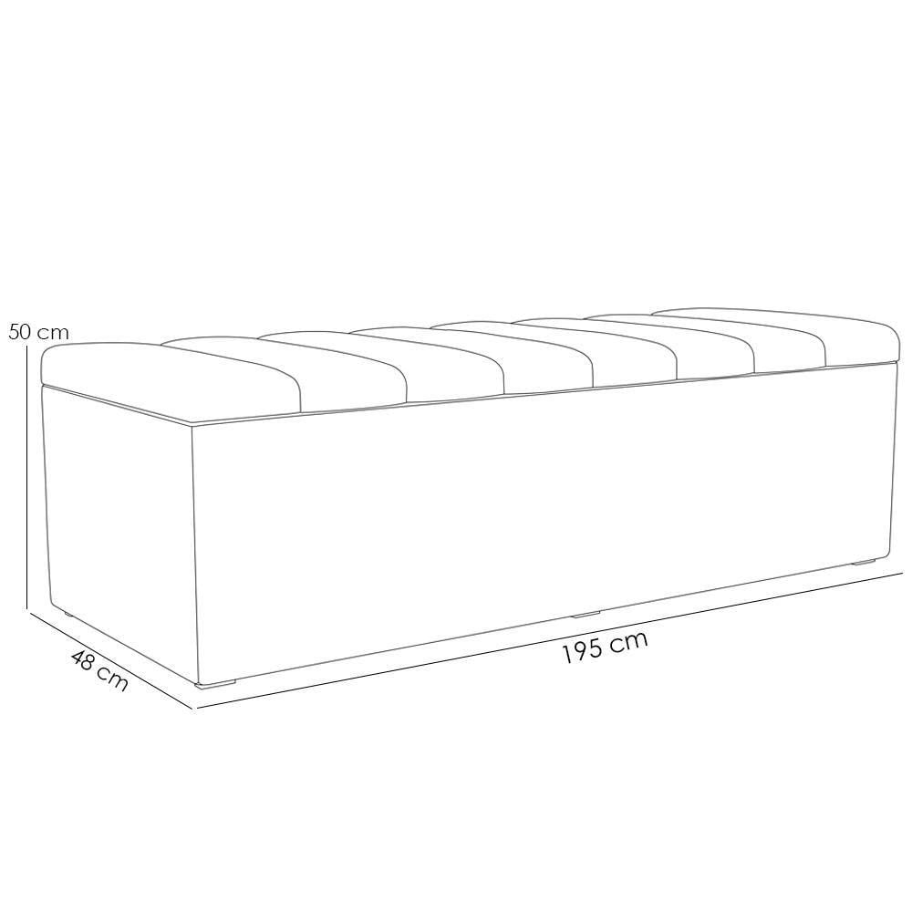 Miniatura Calçadeira Recamier Baú Para Cama De Casal King Dália 195x50 Cm W01 Facto Branco - Lyam