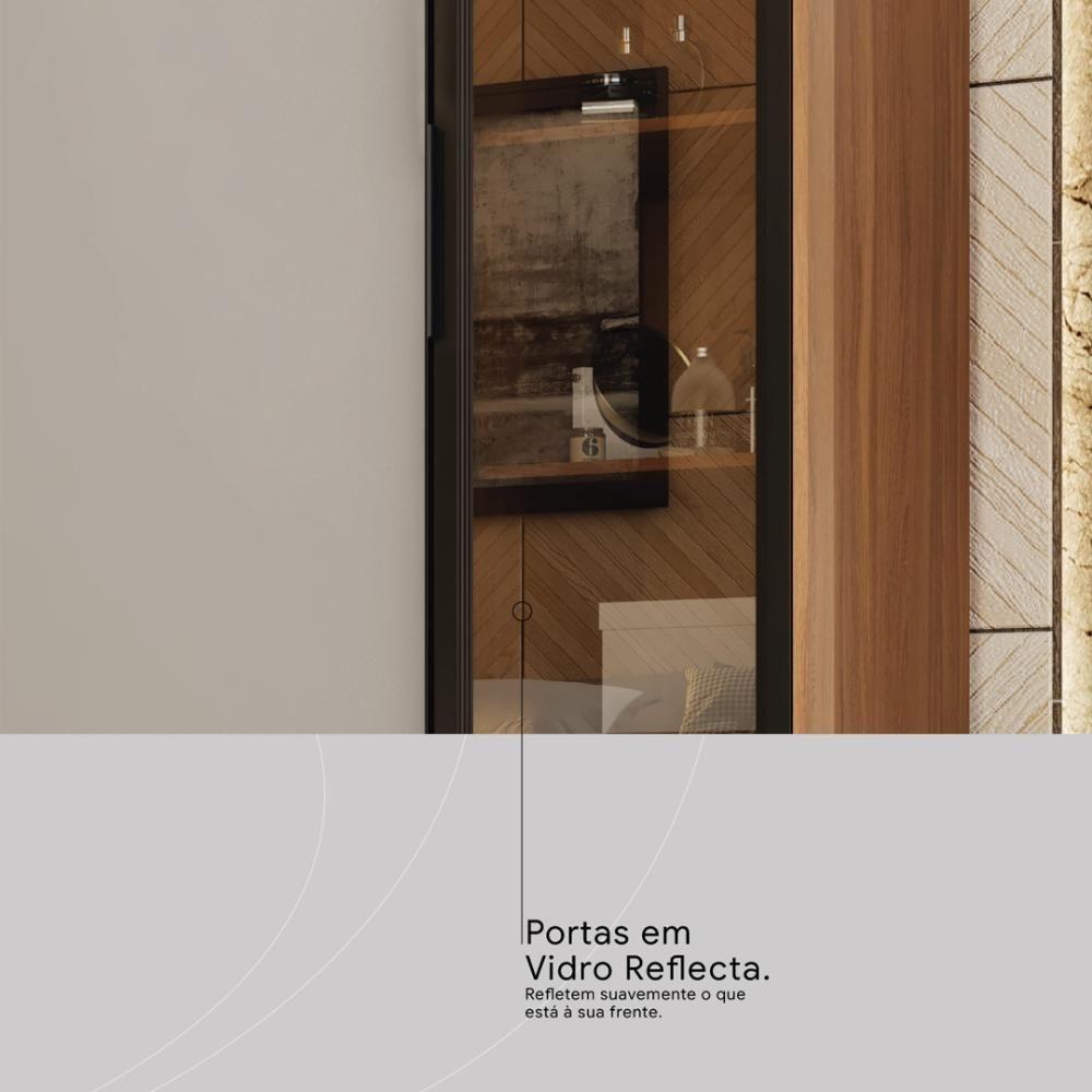 Guarda Roupa Casal 4 Portas Vidro Reflecta E 4 Gavetas Laredo Amêndola-nude Prime Tx