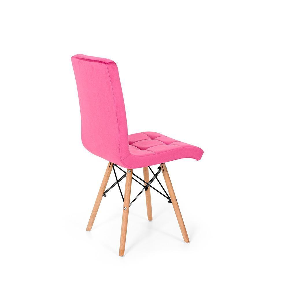 Miniatura Conjunto 04 Cadeiras Eiffel Gomos Veludo Estofada Rosa