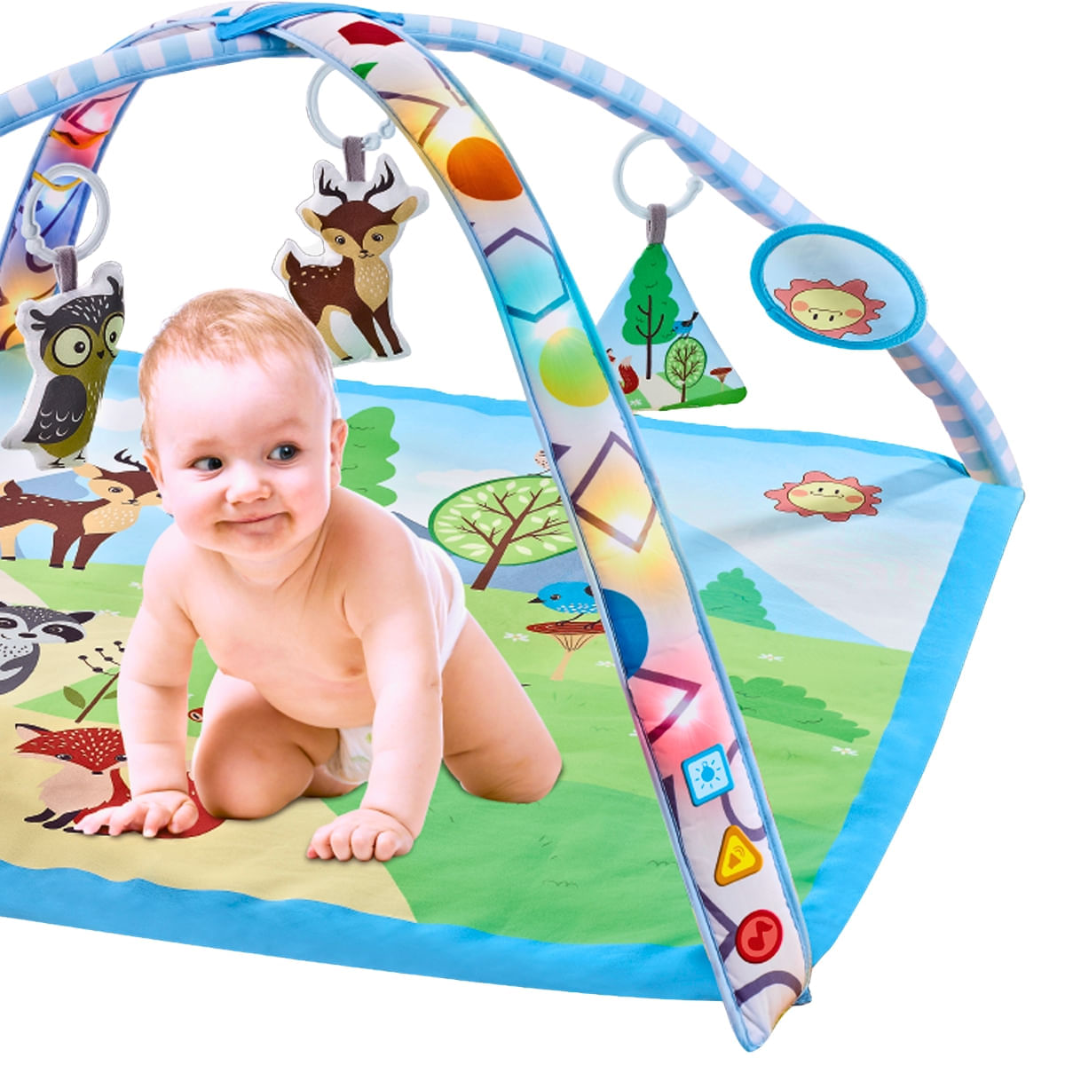 Miniatura Tapete de Atividades Bebê Com Luz Musical Florest Maxi Baby