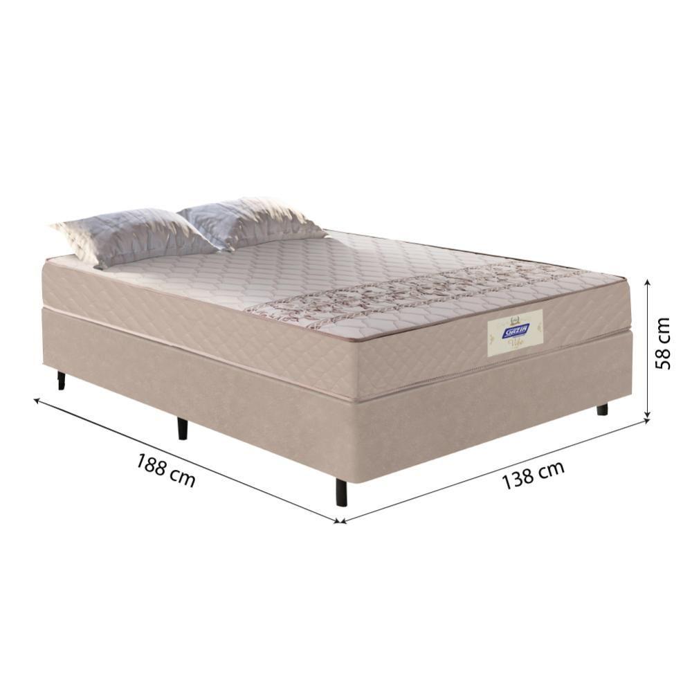 Miniatura Cama Box Casal Colchão Molas Vibe 138X188X58Cm Gazin Bege