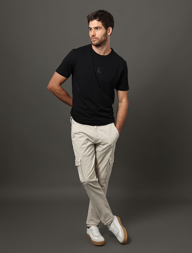 Miniatura Calça Masculina New Skinny Cargo Calvin Klein Jeans - Caqui Claro Calça Masculina New Skinny Cargo Calvin Klein Jeans Caqui Claro 36
