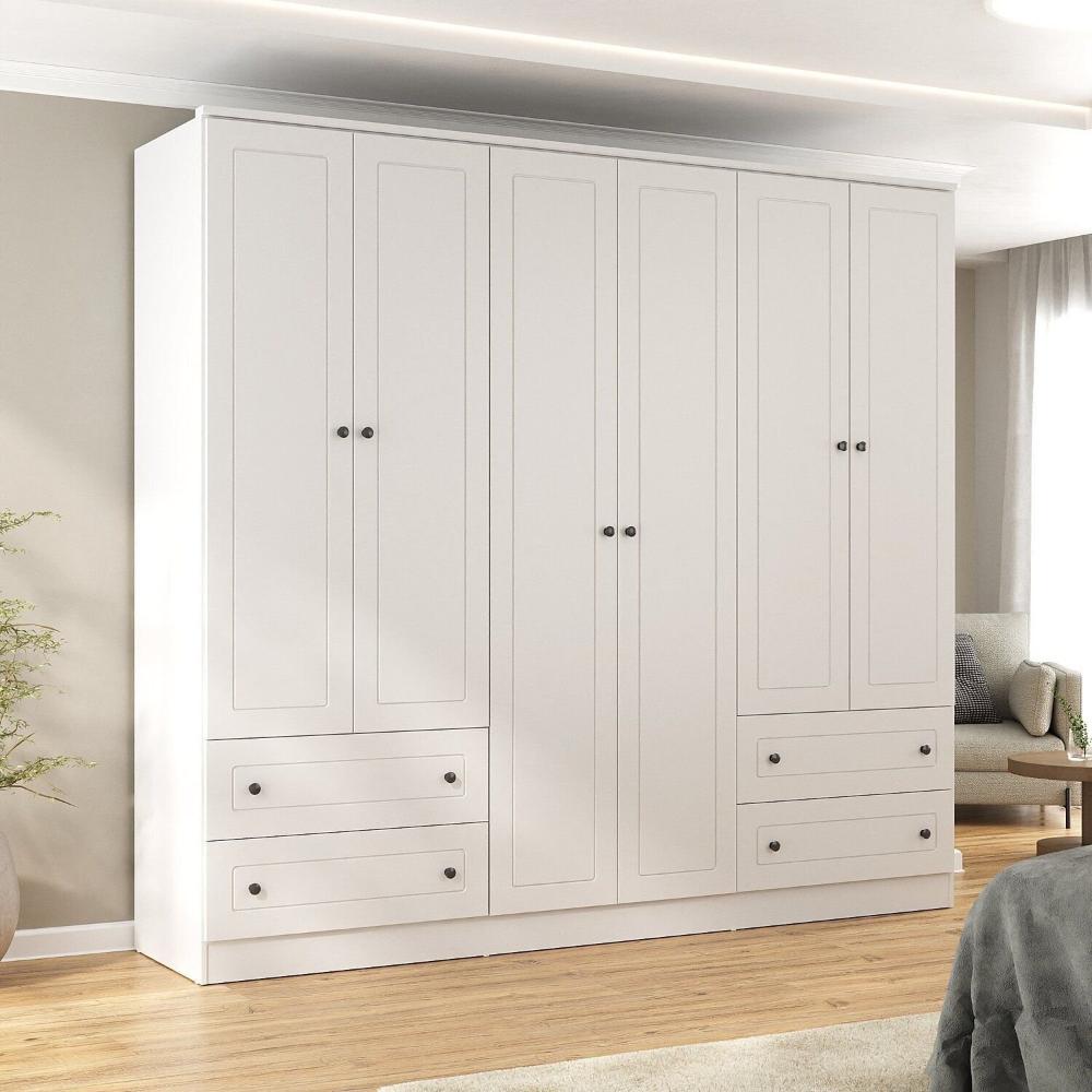 Miniatura Guarda-roupa Casal 6 Portas 4 Gavetas Fort Branco