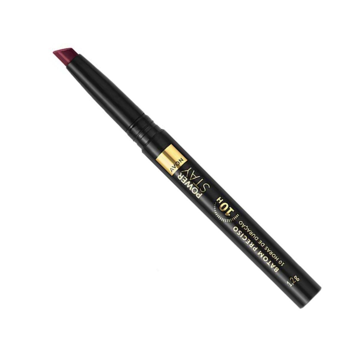 Miniatura Batom Preciso Matte 10H Vinho Profundo Avon Power Stay 1,2G