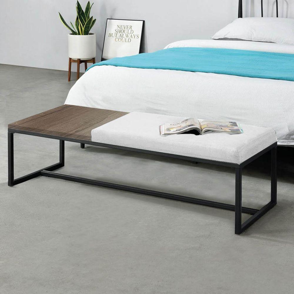 Miniatura Calçadeira Recamier Londres 195cm Preto Suede Branco Mdf Madeira - Ahazzo Móveis