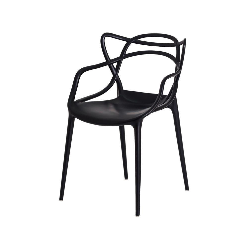 Miniatura Kit 4 Cadeiras Para Sala De Jantar Allegra Empilháveis Pretas Preto