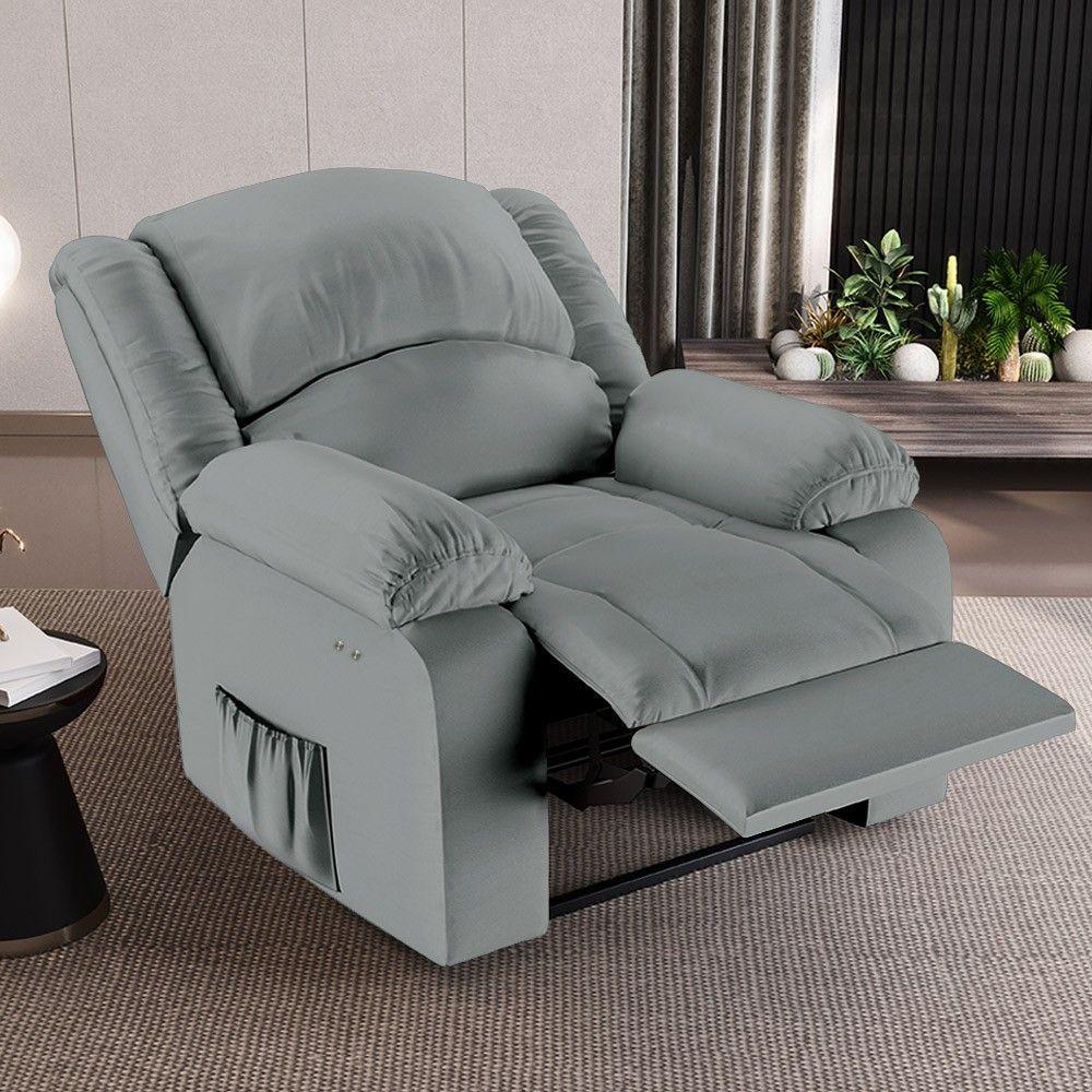 Miniatura Poltrona Do Papai Reclinável Pietra Power Touch Massagem Fh9 Pu Cinza - Mpozenato