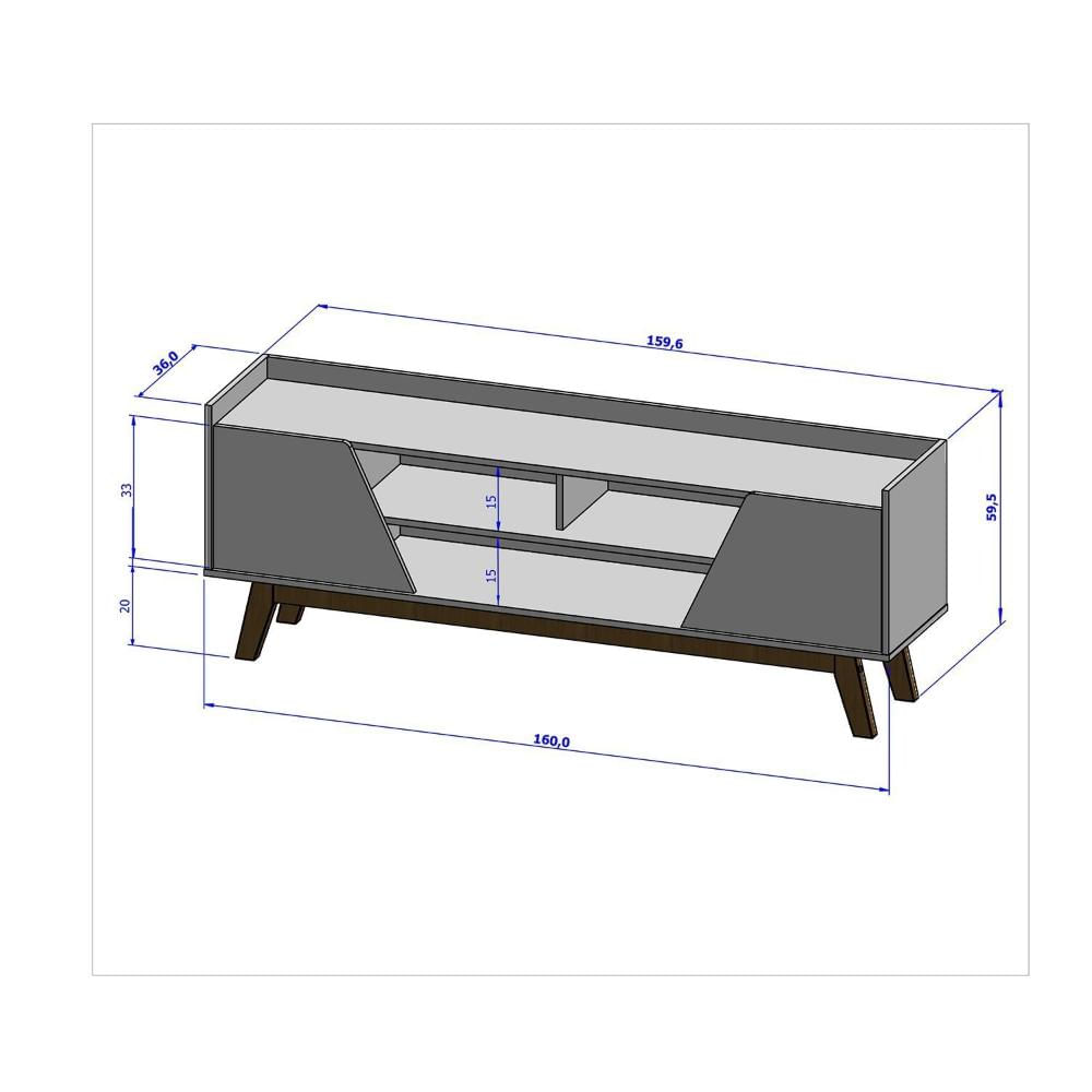Miniatura Rack Para TV Até 65 Polegadas 2 Portas 3 Nichos Decor Móveis Bechara Off White/Naturalle