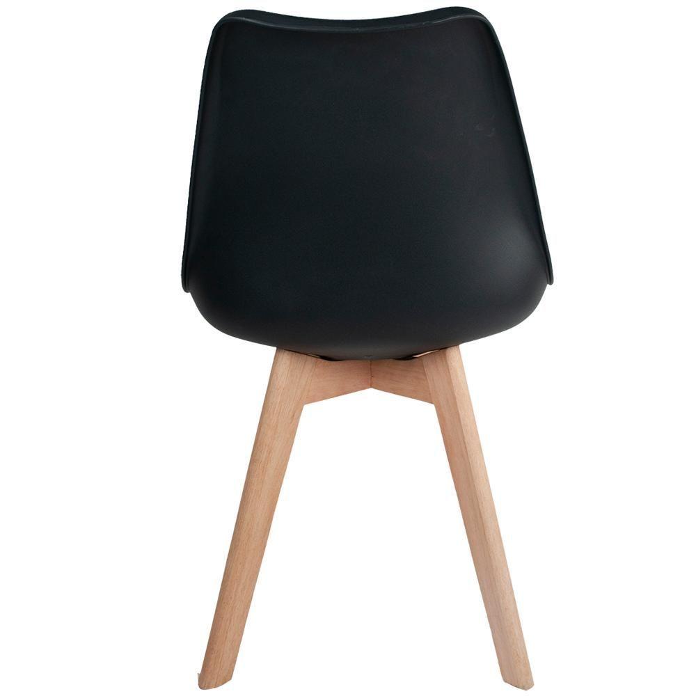 Miniatura Kit 06 Cadeiras Ayla Com Base De Madeira E01 Preto