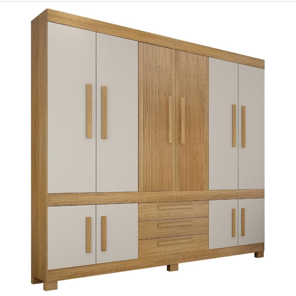 Miniatura Guarda-roupa Casal 10 Portas 100% Mdf Lucca Cinamomo/Off White