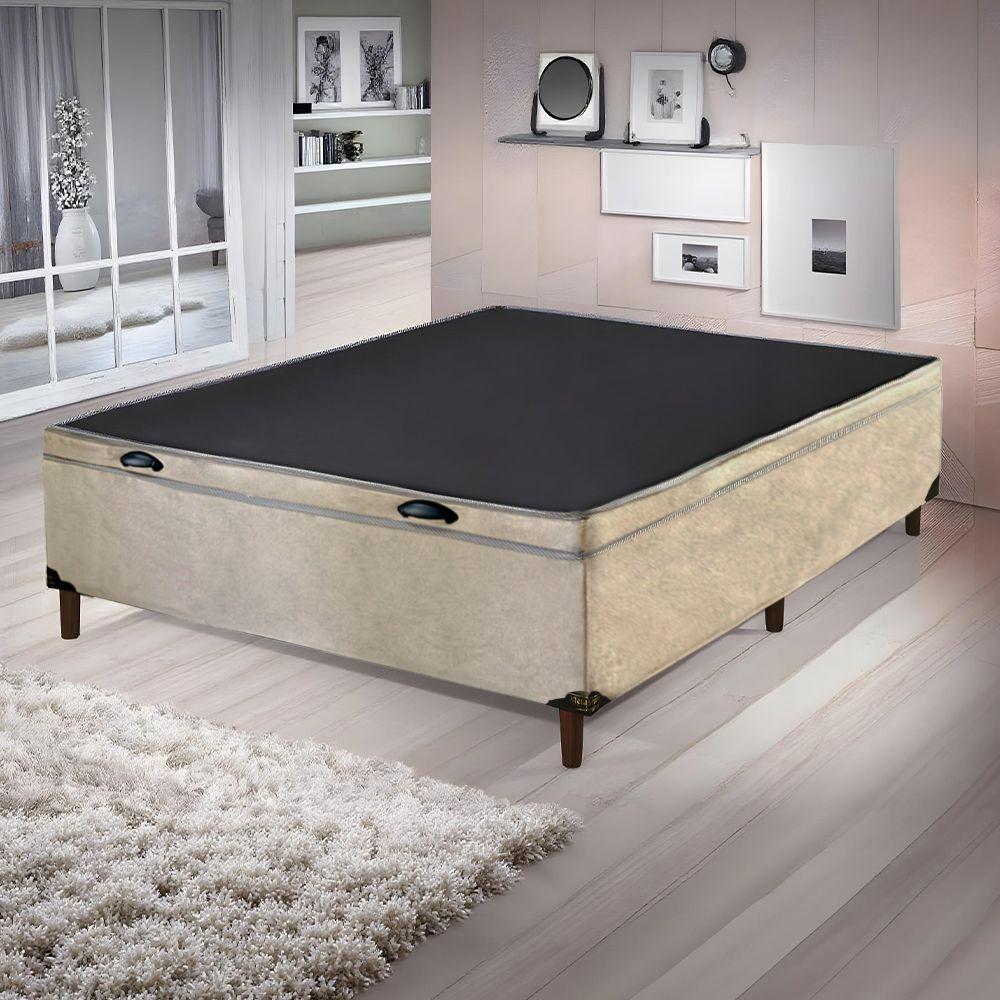 Miniatura Base Cama Box Bau Articulado Casal 1,88x1,38x0,40 Suede E Bege
