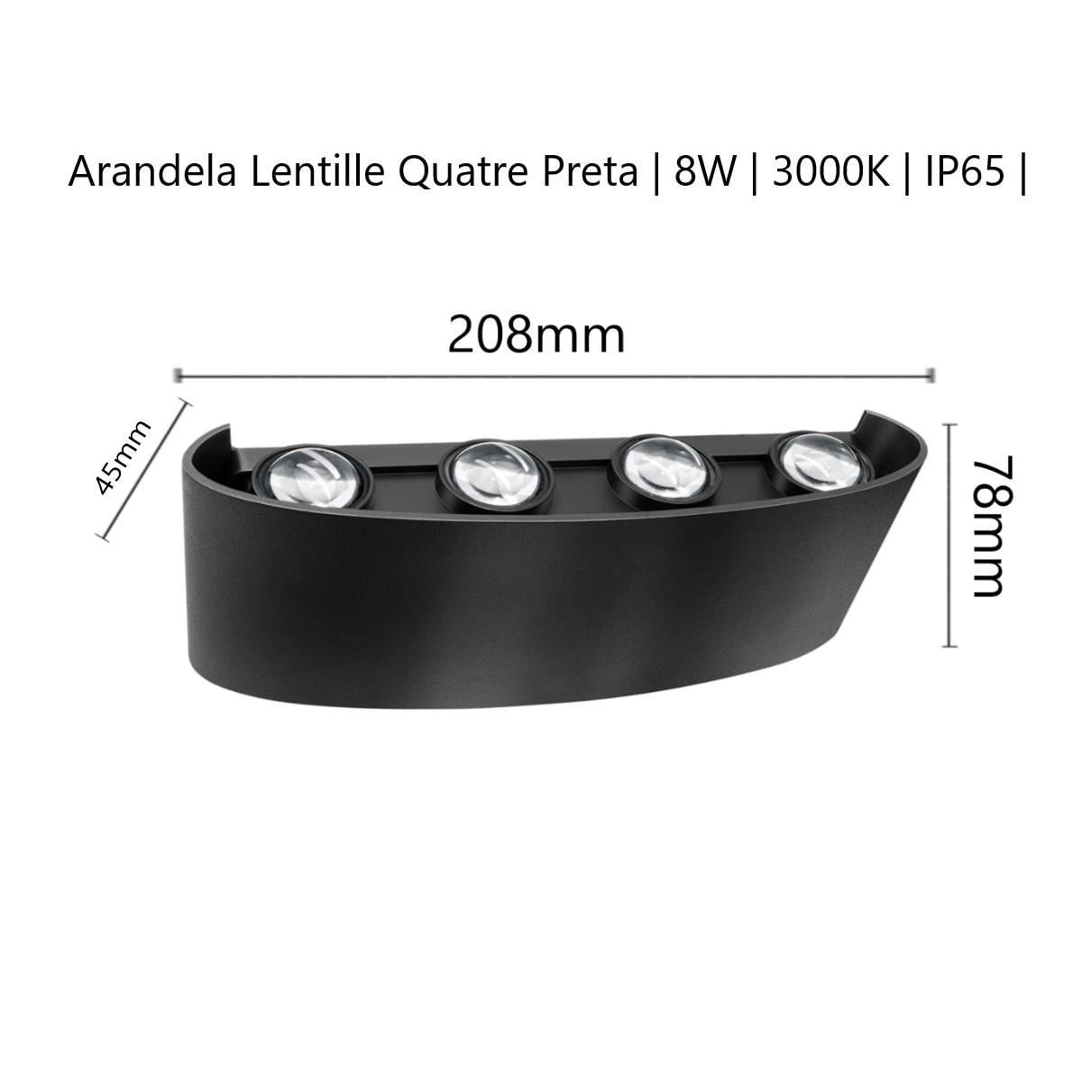 Miniatura Arandela Lentille Trois LED 8W Bivolt - Preto/ Branco - IP65