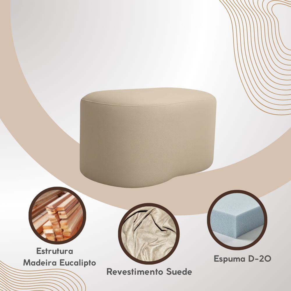 Puff Feijão Curvo Orgânico Redondo Sala Confortável Moderno Suede Azul Marinho