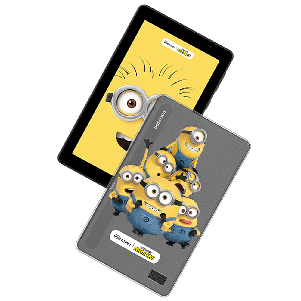 Miniatura Tablet Positivo Vision Tab 7 Minions - Octa-Core 3GB RAM 64GB, 7” IPS, Android 14  Go, Wi-fi - Capa e Bolsa - Preto