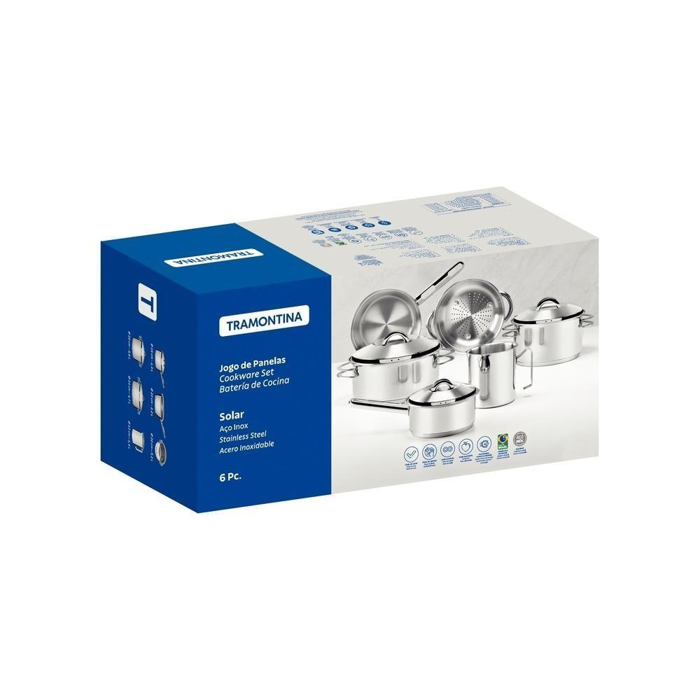 Miniatura Jogo Panelas Tramontina Solar Inox 6 Peças Fundo Triplo