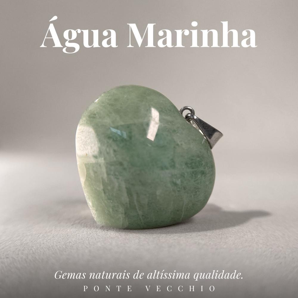 Miniatura Pingente Prata Água-Marinha Coração Legítima - P. Vecchio