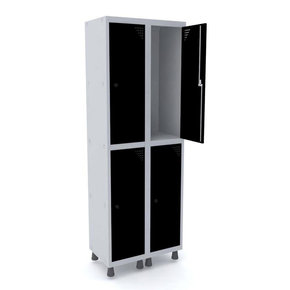 Miniatura Guarda Volume Roupeiro 4 Portas Aço GRP 502/4 Pandin Móveis Preto