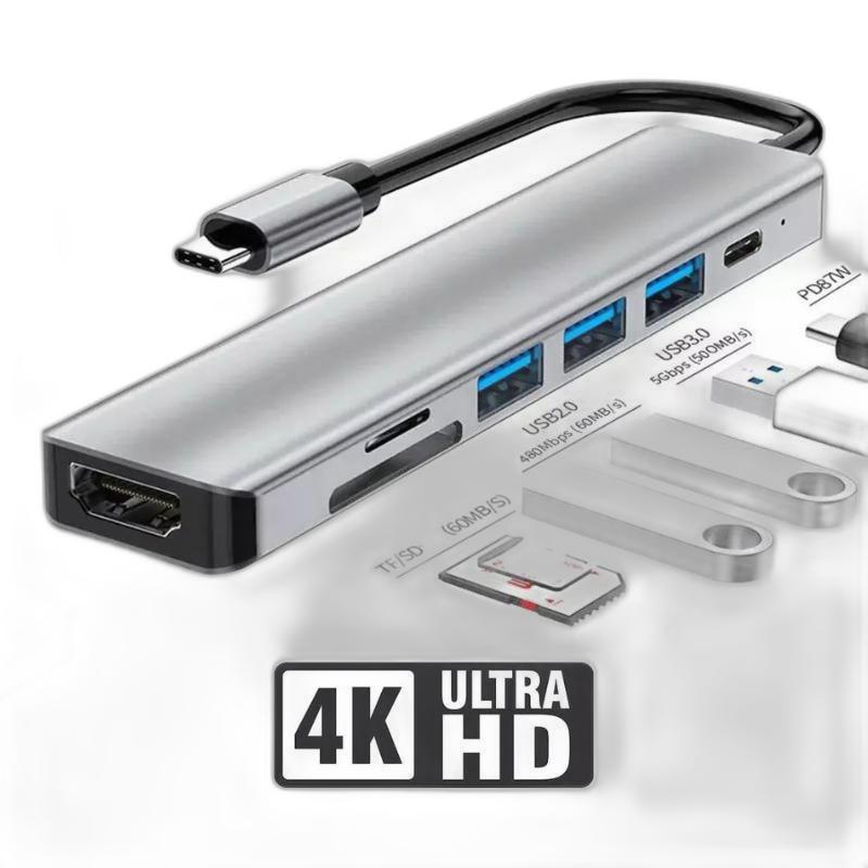 Miniatura Hub Cabo Adaptador Multiportas Usb-C 7 Em 1 Hdmi 4K Usb 3.0
