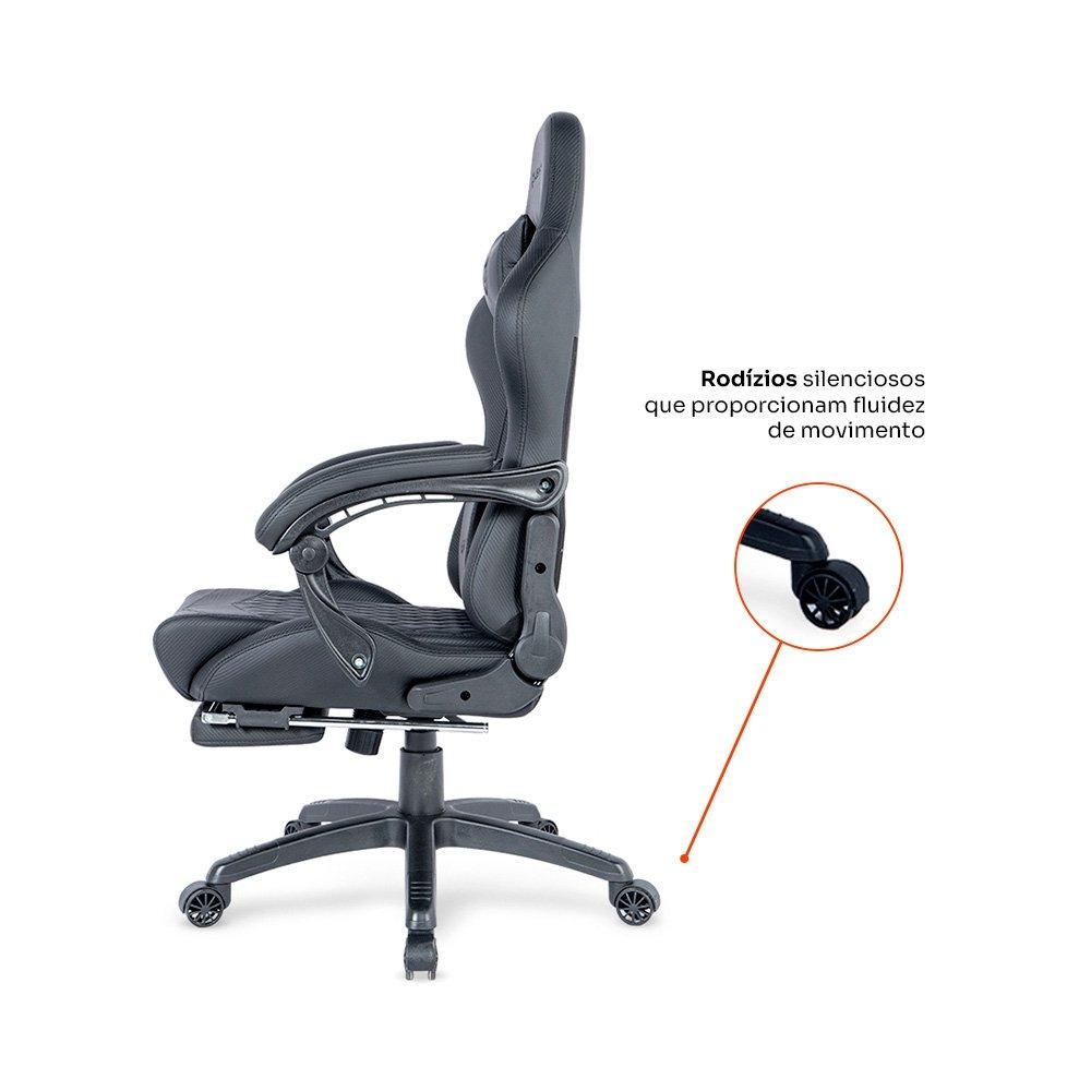 Miniatura Cadeira Gamer Husky Tempest 700, Até 145kg, Almofadas, Reclinável 150º, PU, Descanso para Pés, Preta - HCG700PT