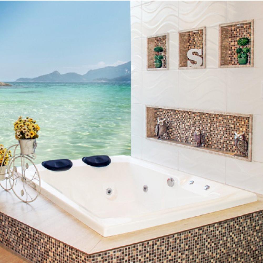 Miniatura Banheira Hidromassagem Astra Prima Maggiore Luxo 170cmx120cmx44cm - 04 Jatos Branco Gel-Coat P2 sem Aquecedor 110V