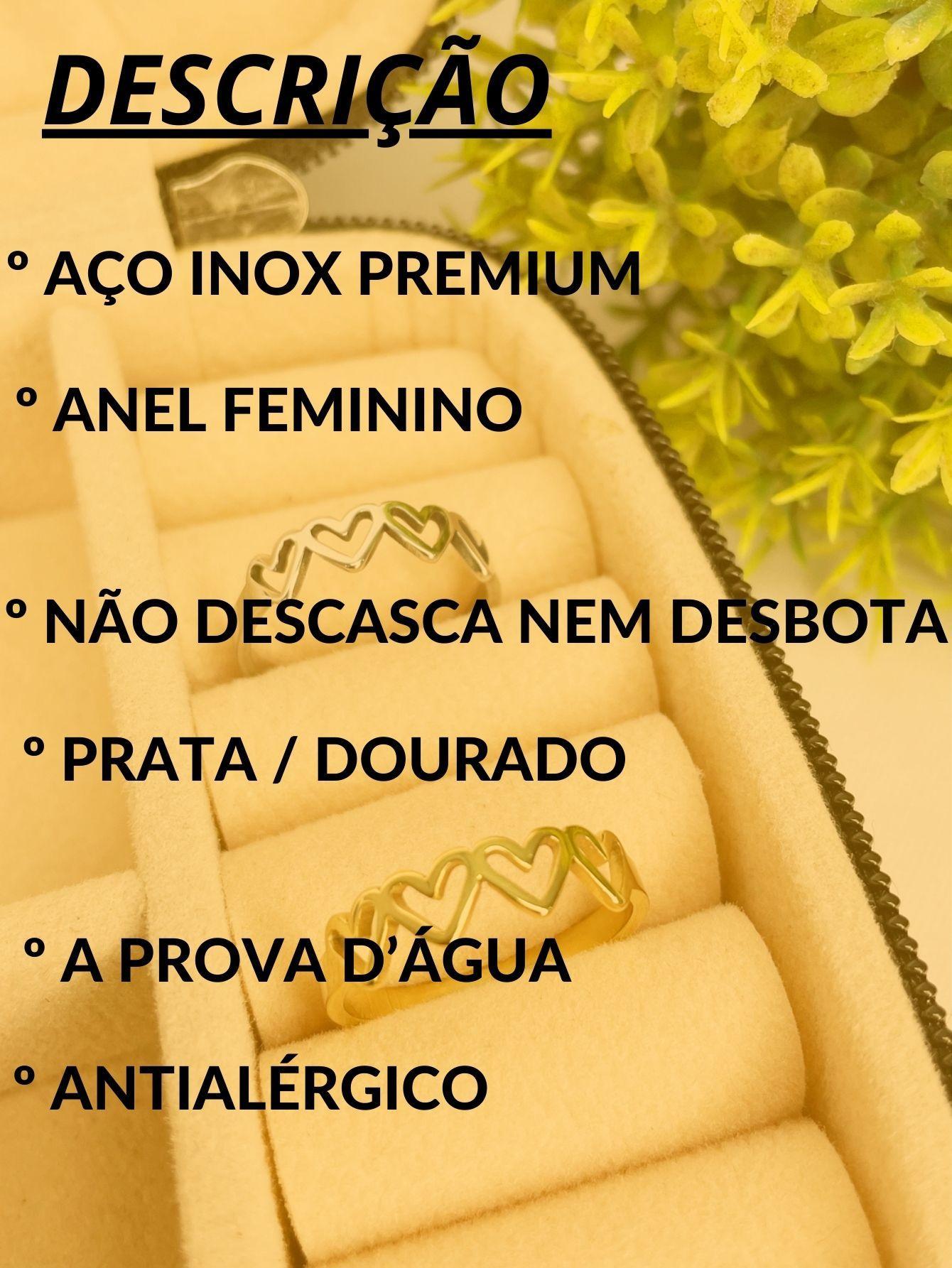Miniatura Anel Fino 4 Corações Vazados Delicado Moderno Minimalista