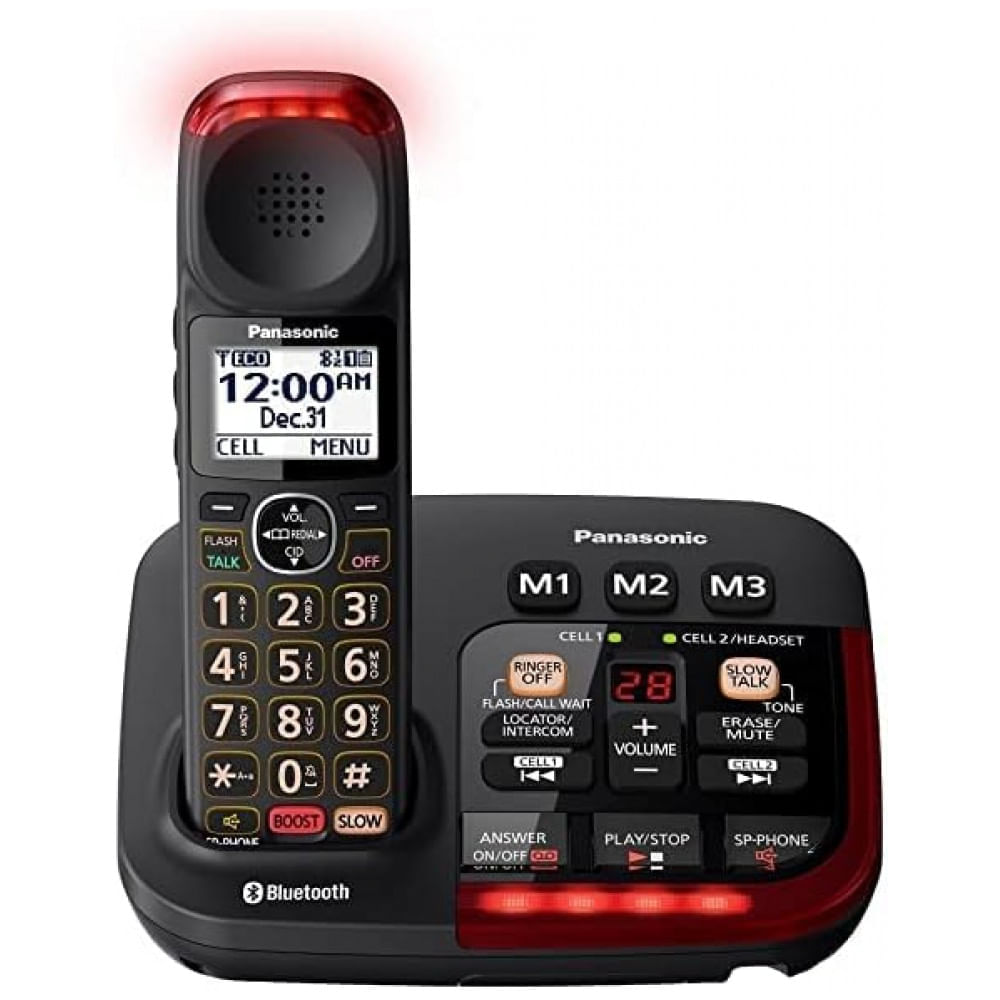 Miniatura Telefone sem Fio Bluetooth com Identificador de Chamadas por Voz, Inclui o Telefone Adicional KXTGMA44B, Panasonic... 110v
