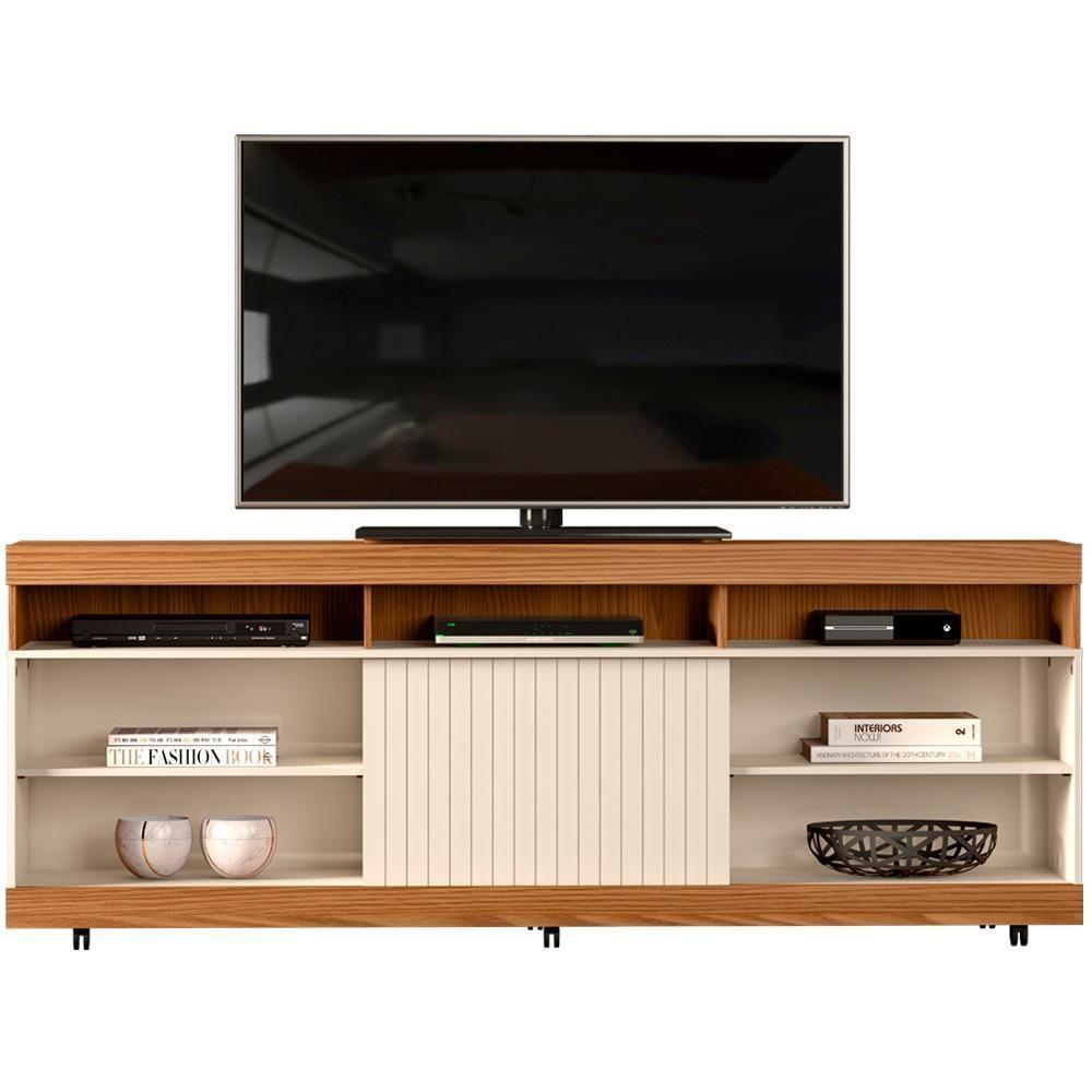 Miniatura Rack Bancada Tv 65 Pol 180 Cm 23163 Carv Eur Creme Dj Moveis Carv Eur Creme