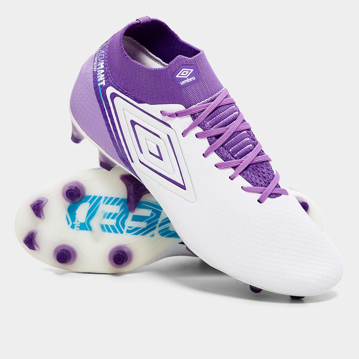 Miniatura Chuteira Campo Umbro Adamant Top Speed Pro Unissex Branco+Roxo - 37