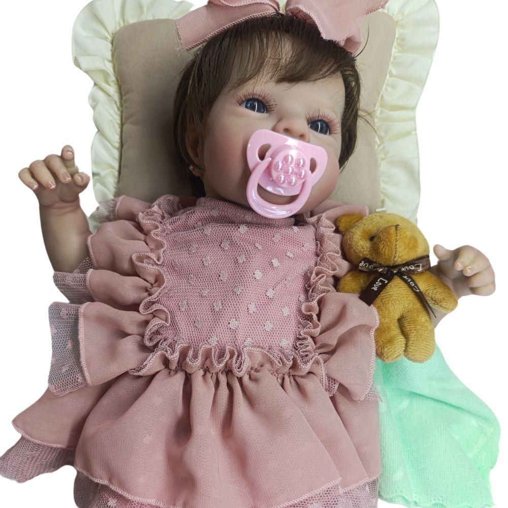 Miniatura Bebê Reborn Menina Olhos Abertos Artesanal Corpo De Pano Macio Antialérgico