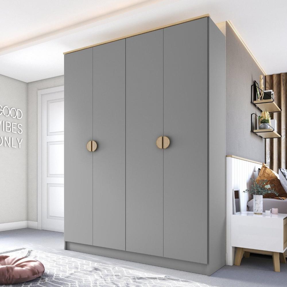 Miniatura Guarda-roupa Solteiro 100% Mdf Bp 4 Portas 2 Gavetas Asti Urbi