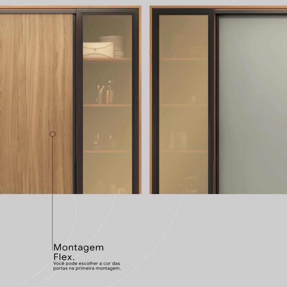 Miniatura Guarda Roupa Casal 4 Portas Vidro Reflecta E 4 Gavetas Laredo Amêndola-nude Prime Tx
