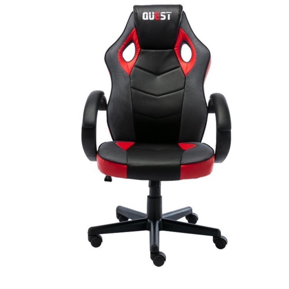 Miniatura Kit 2 Cadeiras Gamer Giratória Regulavel Quest Preto/Vermelho