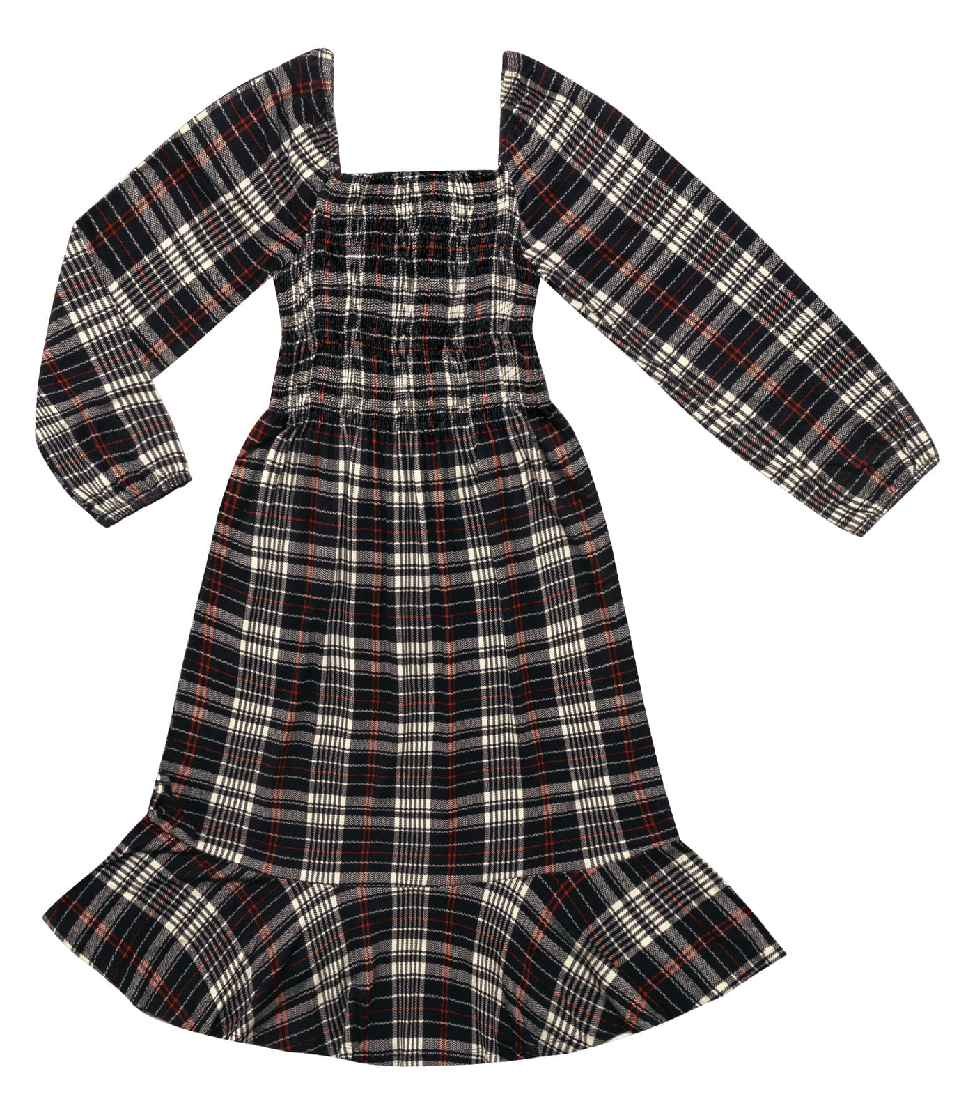 Miniatura Vestido Xadrez Feminino Mangas 3/4 Endless Preto G