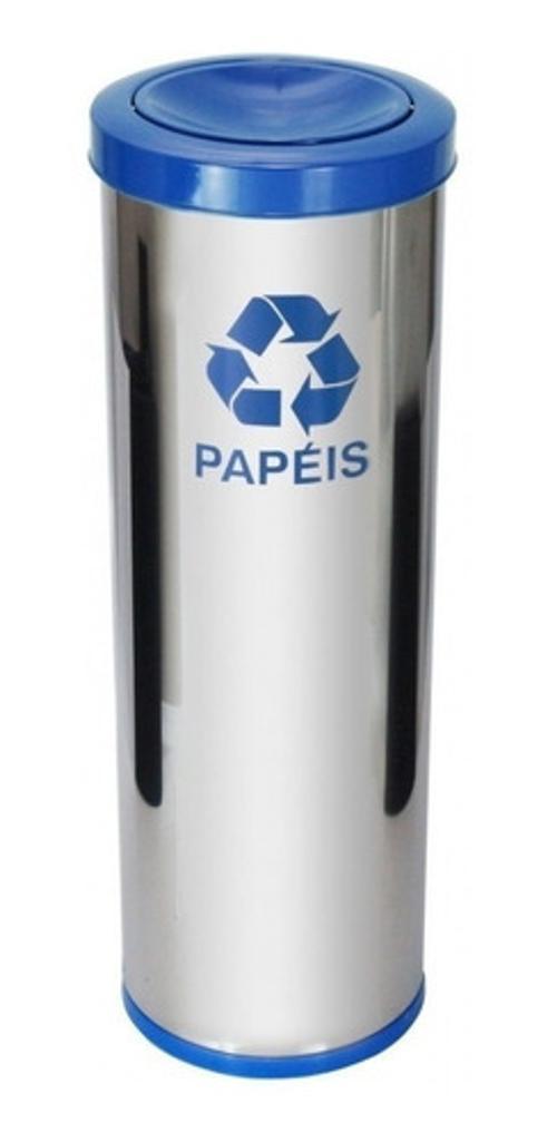 Miniatura Lixeira Em Aço Inox Com Tampa Meia Esfera Plástica 22L