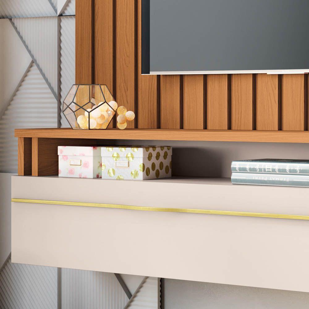 Miniatura Painel Para Tv Suspenso 55 Pol. Elza H01 Off White/cinamomo - Mpozenato