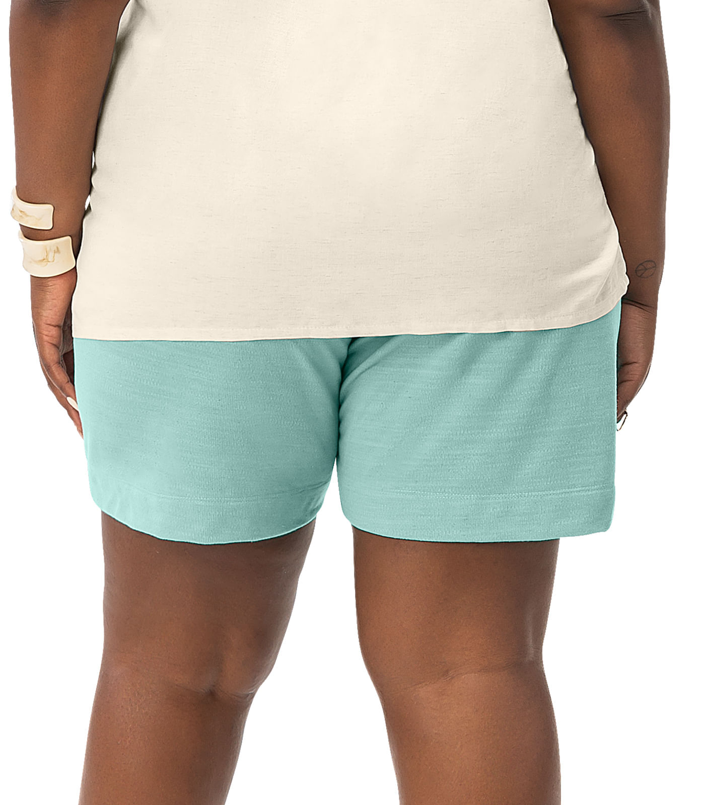 Miniatura Bermuda Feminina Plus Size Em Linho Secret Glam Verde Plus G1