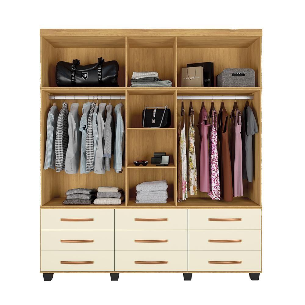 Miniatura Guarda-roupa Quioto Com 9 Gavetas 10 Portas Mel Pérola