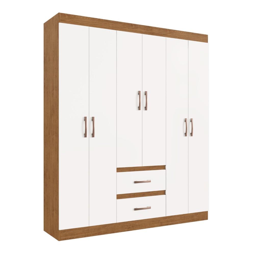 Miniatura Guarda Roupa Texas 55600 6 Portas 2 Gavetas Off White/ Nogueira