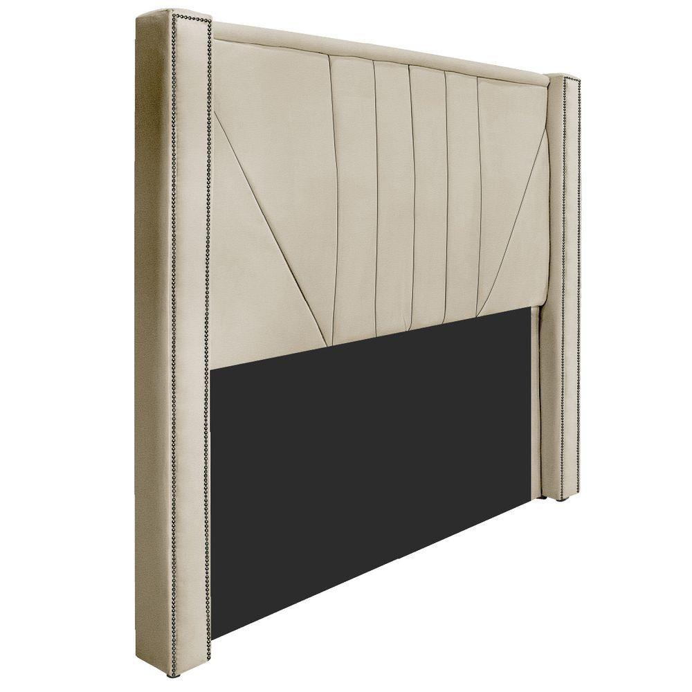 Cabeceira E Baú Solteiro 90Cm p/Cama Box - Adj Decor Bege