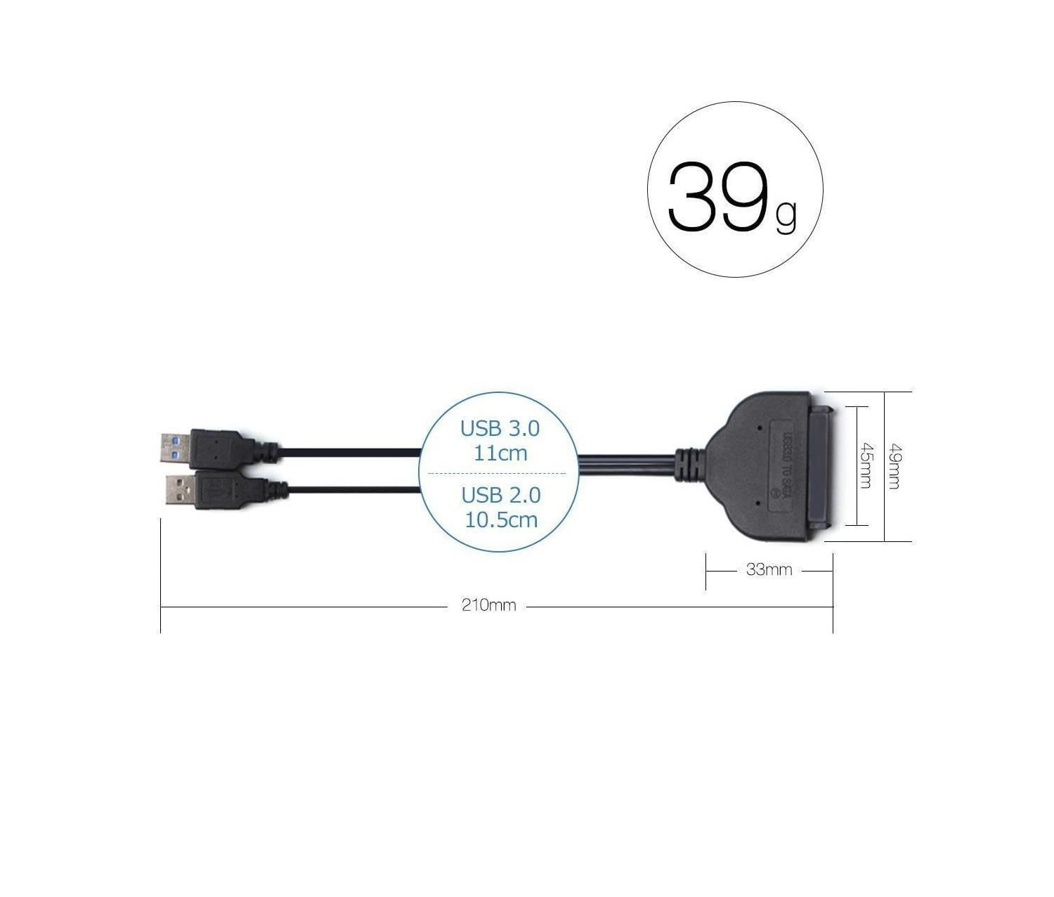Miniatura Cabo Adaptador Usb 3.0 Para Hd Ssd Notebook Sata Dvdrw