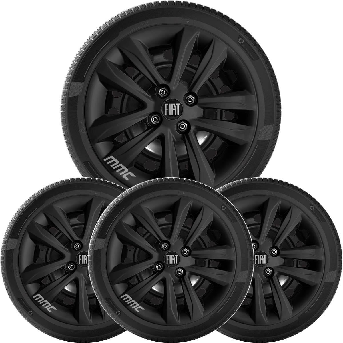 Miniatura 4Un Calota Mobi Argo Uno Way Aro 14 Preto Com Logo 191Cb
